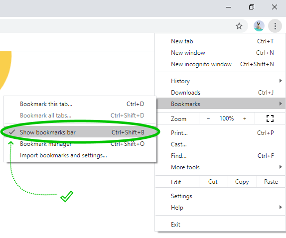 How to show the bookmark bar
